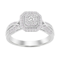 Thumbnail for LADIES RING 1/4 CT ROUND/BAGUETTE DIAMOND 10K WHITE GOLD