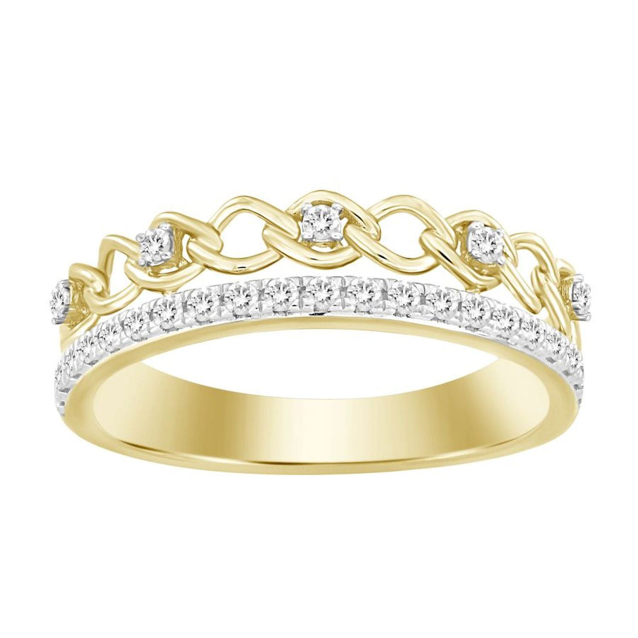 LADIES STACKABLE BAND 1/5 CT ROUND DIAMOND 10K YELLOW GOLD