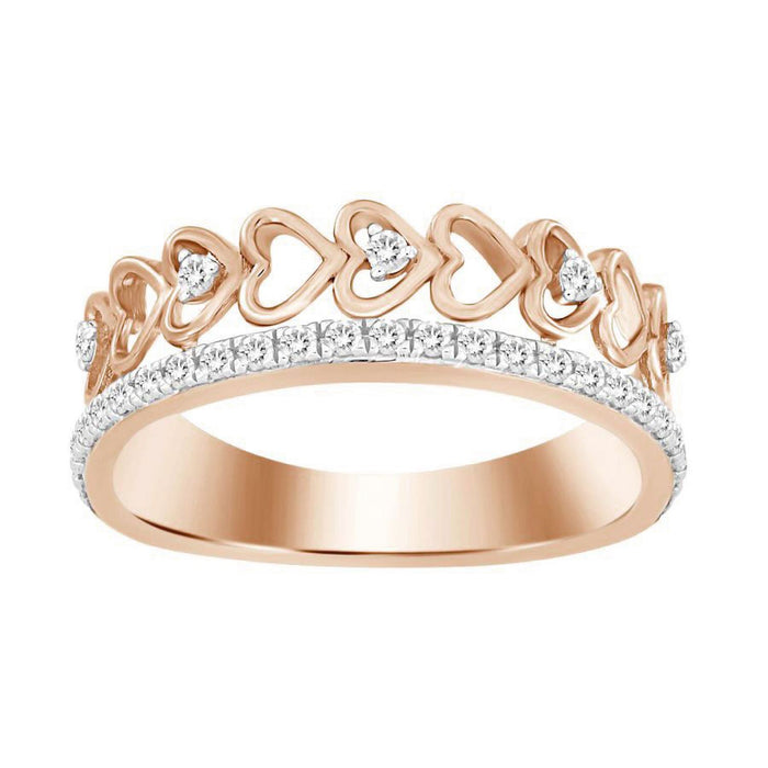 LADIES STACKABLE BAND 1/5 CT ROUND DIAMOND 10K ROSE GOLD