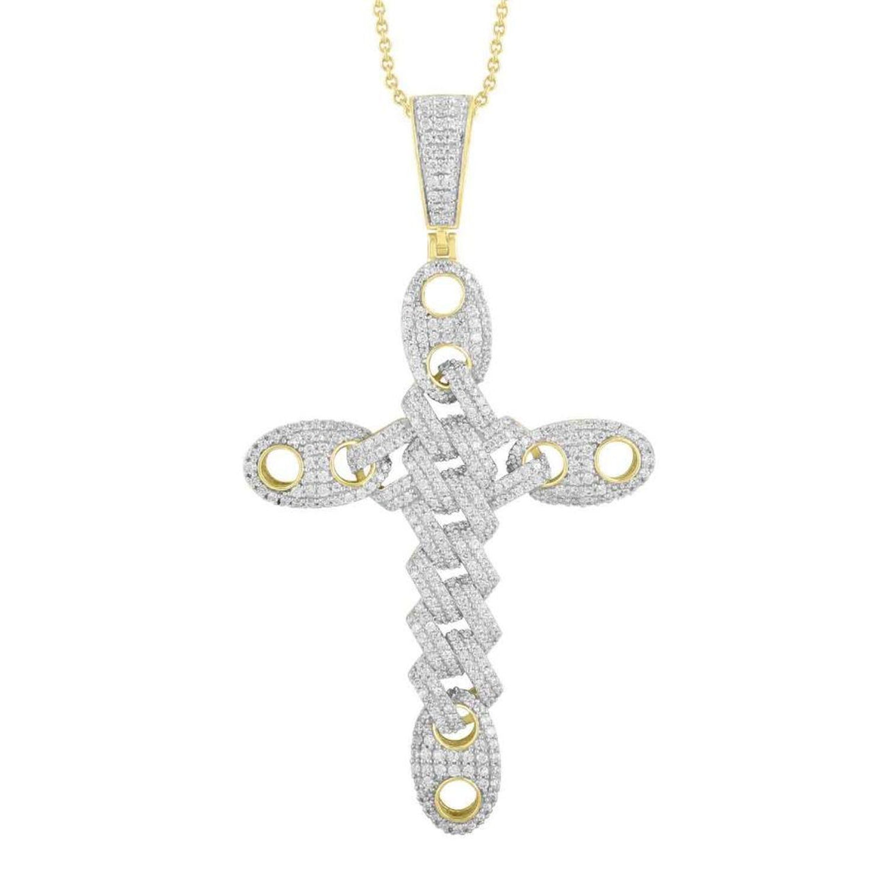 MEN'S CHARM 1 1/2 CT ROUND DIAMOND 10K YELLOW GOLD