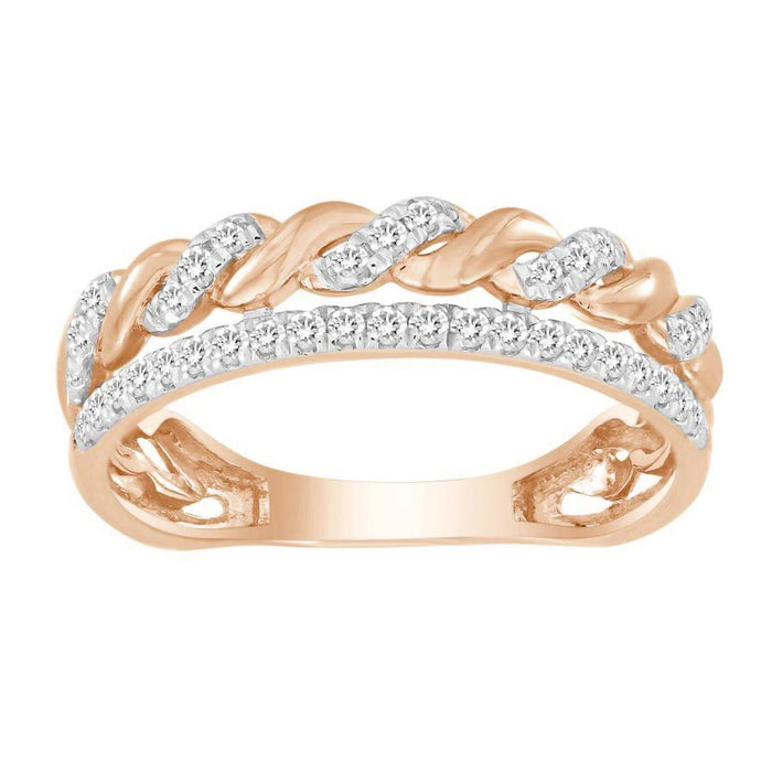 LADIES STACKABLE BAND 1/5 CT ROUND DIAMOND 10K ROSE GOLD