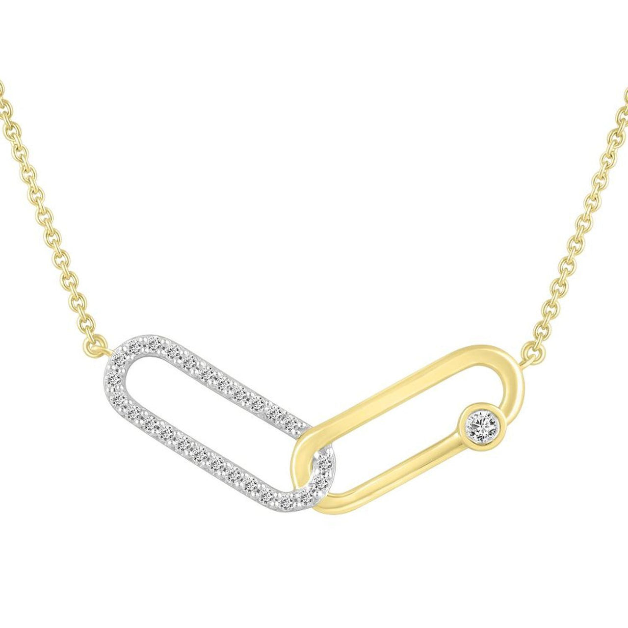 LADIES NECKLACE 1/4 CT ROUND DIAMOND 10K WHITE/YELLOW GOLD