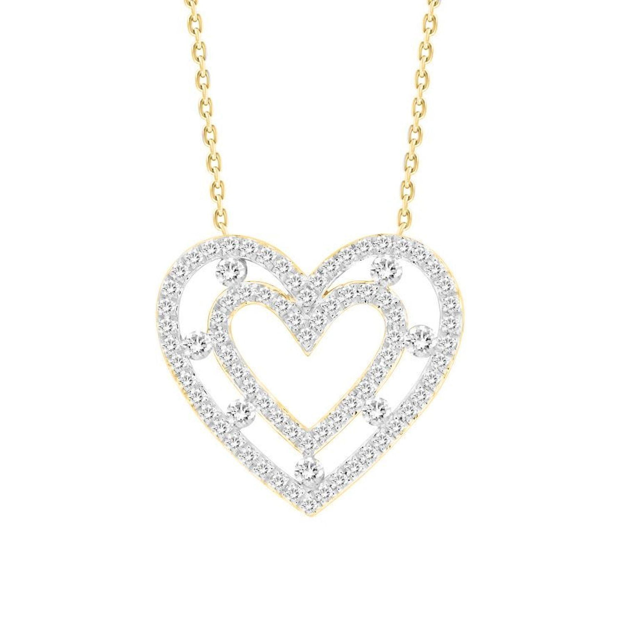 LADIES NECKLACE 1/2 CT ROUND DIAMOND 10K YELLOW GOLD