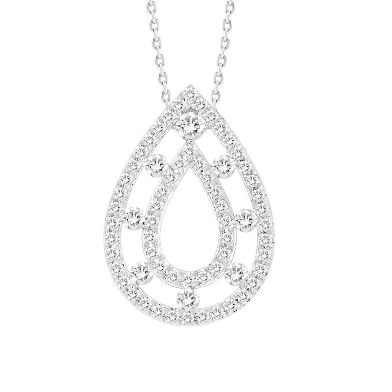 LADIES NECKLACE 1/2 CT ROUND DIAMOND 10K WHITE GOLD