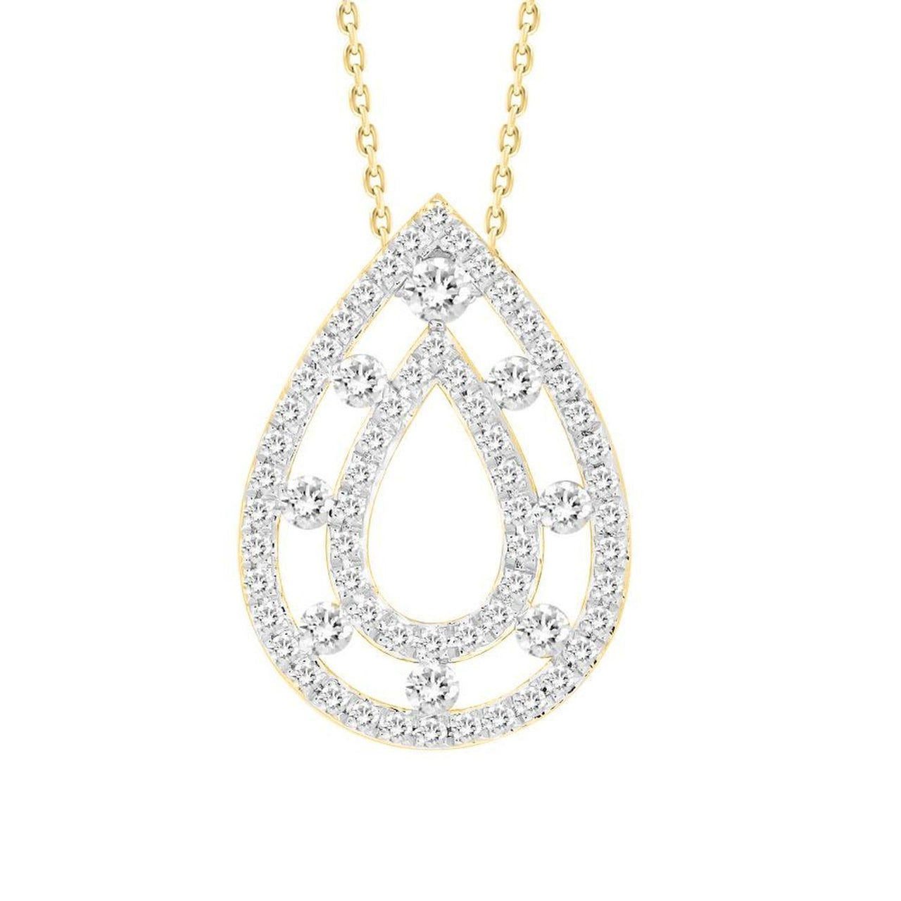 LADIES NECKLACE 1/2 CT ROUND DIAMOND 10K YELLOW GOLD