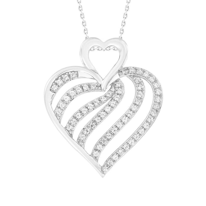 LADIES NECKLACE 1/4 CT ROUND DIAMOND 10K WHITE GOLD