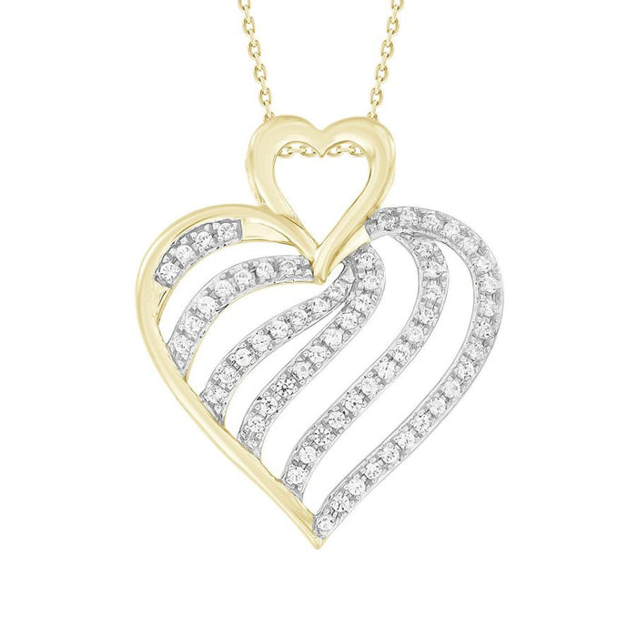 LADIES NECKLACE 1/4 CT ROUND DIAMOND 10K YELLOW GOLD