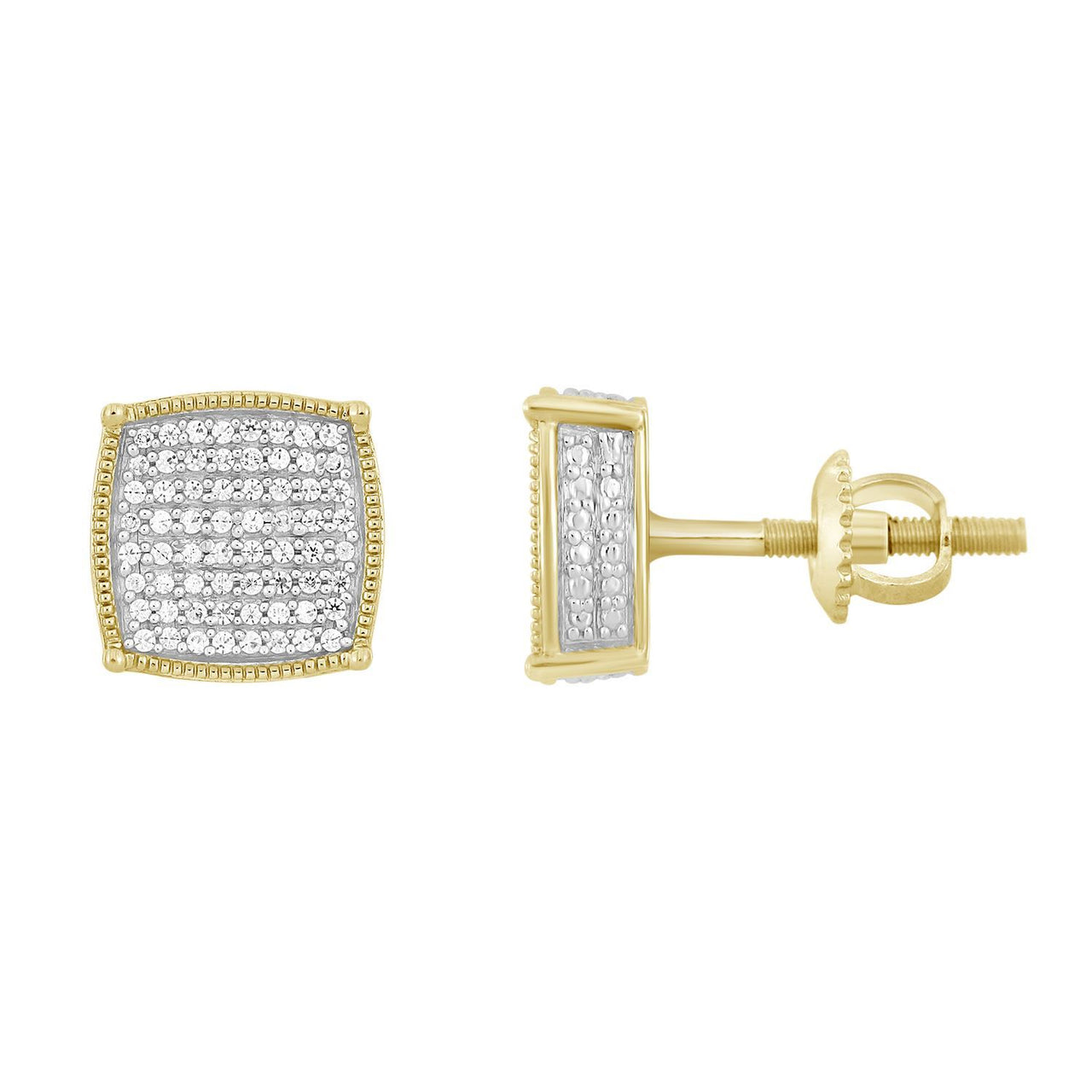 MEN'S EARRING 1/3 CT ROUND DIAMOND 10K YELLOW GOLD