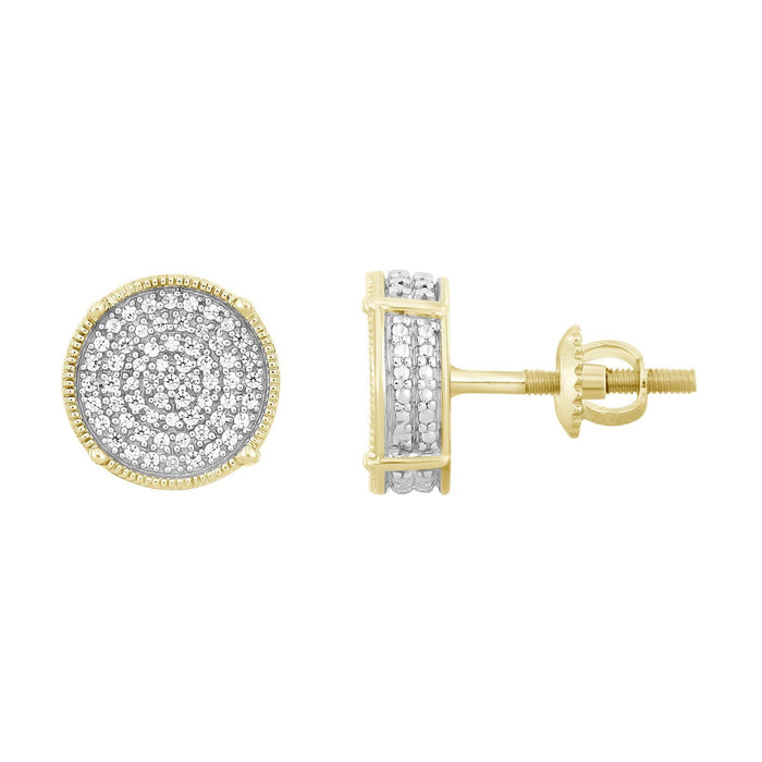 MEN'S EARRING 1/3 CT ROUND DIAMOND 10K YELLOW GOLD