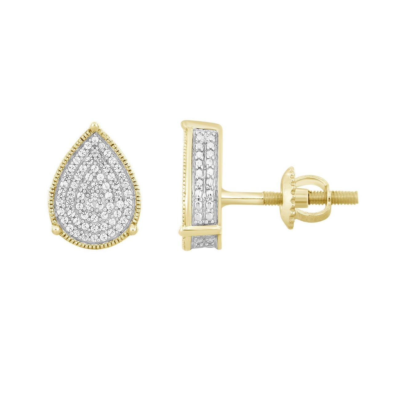 MEN'S EARRING 1/3 CT ROUND DIAMOND 10K YELLOW GOLD