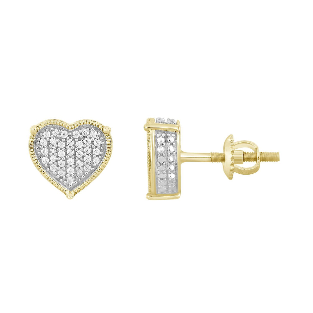 MEN'S EARRING 1/6 CT ROUND DIAMOND 10K YELLOW GOLD