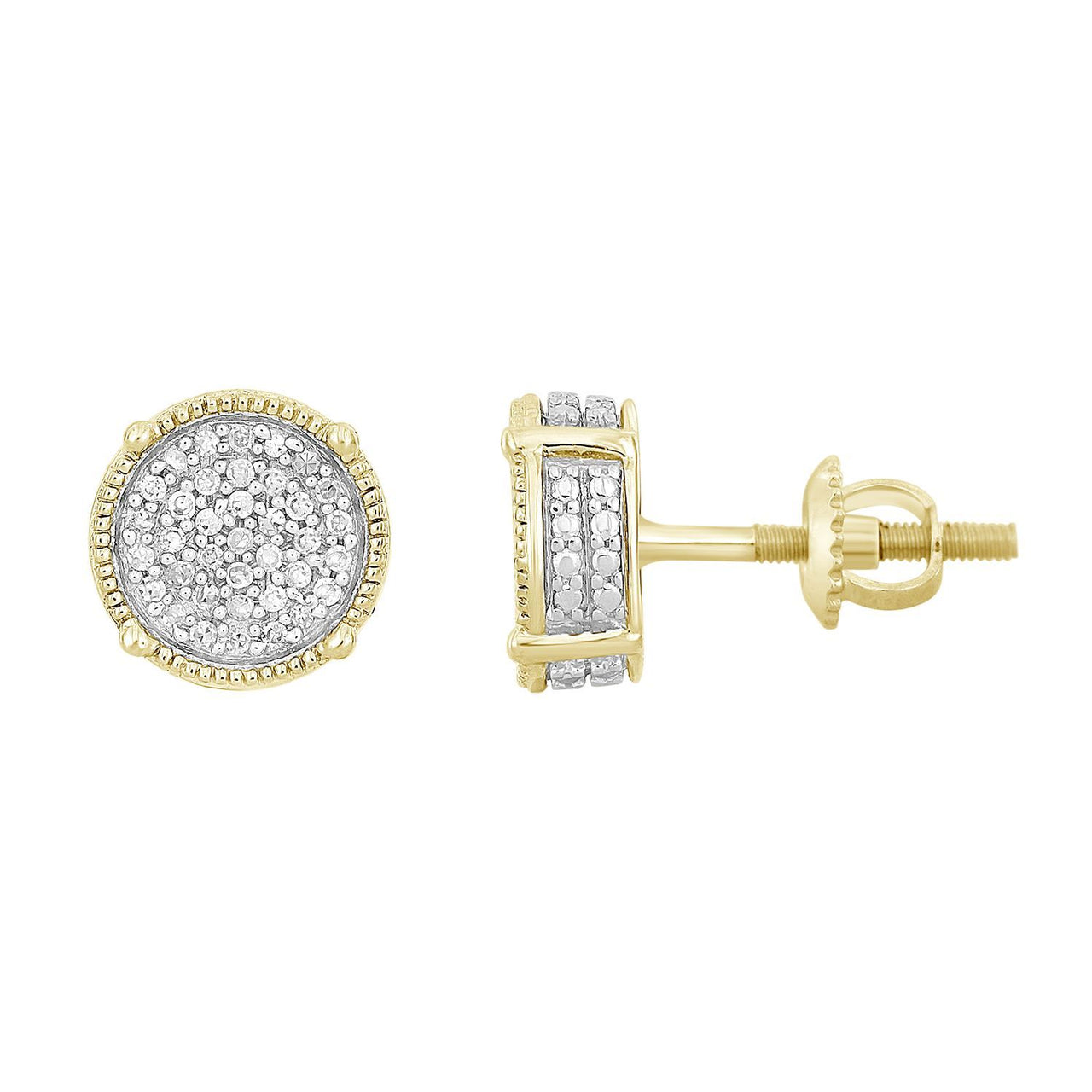 MEN'S EARRING 1/6 CT ROUND DIAMOND 10K YELLOW GOLD
