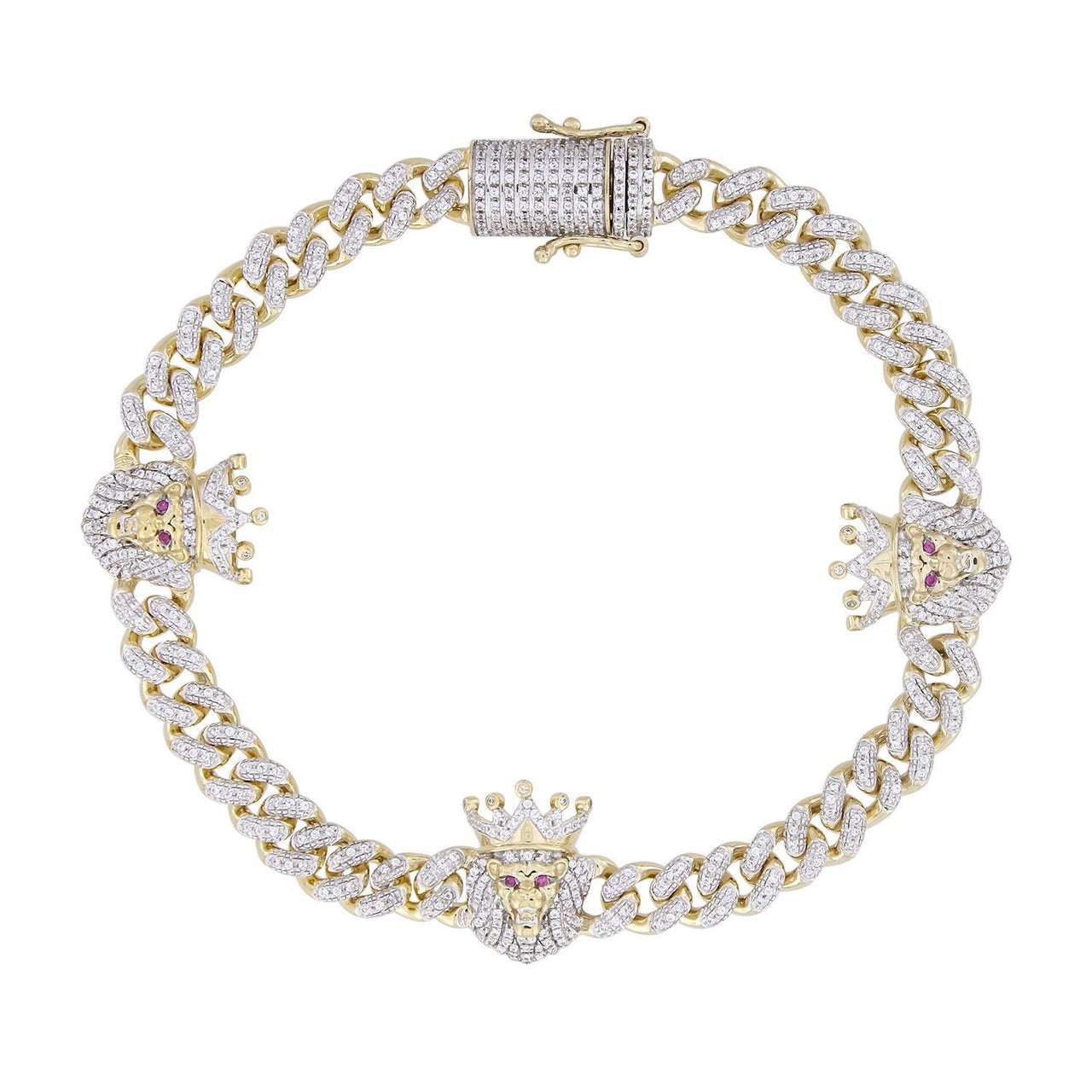 MEN'S BRACELET 1 1/2 CT ROUND DIAMOND 10K YELLOW GOLD
