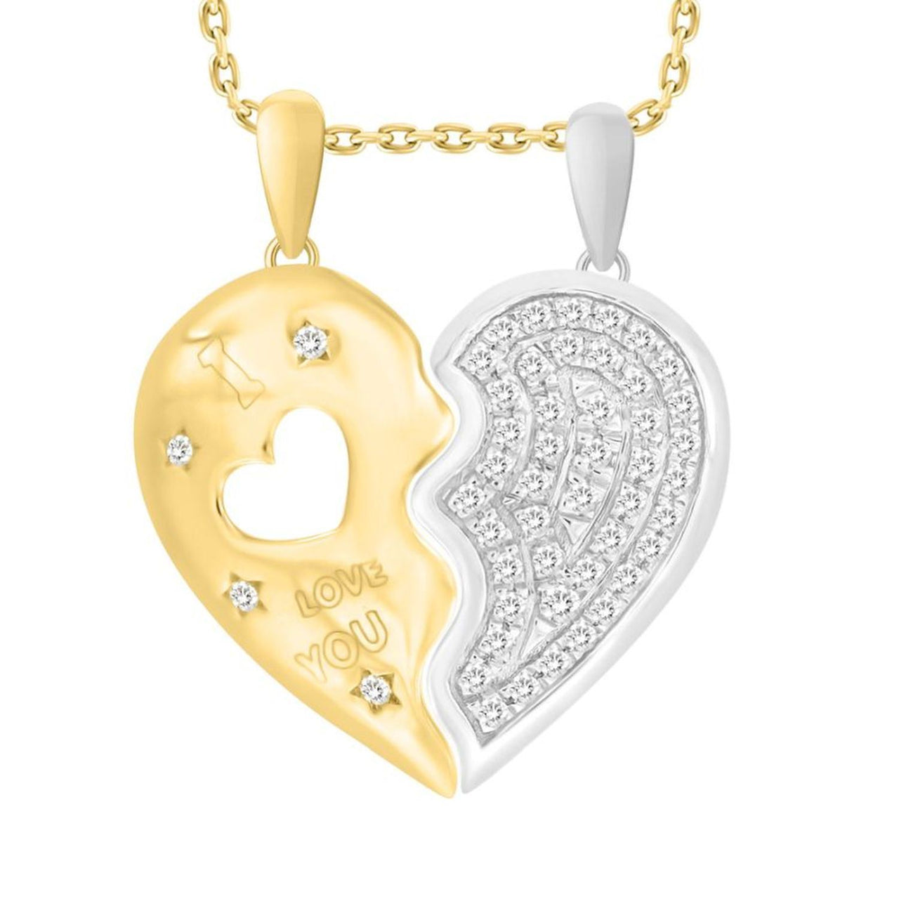 LADIES PENDANT 1/10 CT ROUND DIAMOND 10K WHITE/YELLOW GOLD