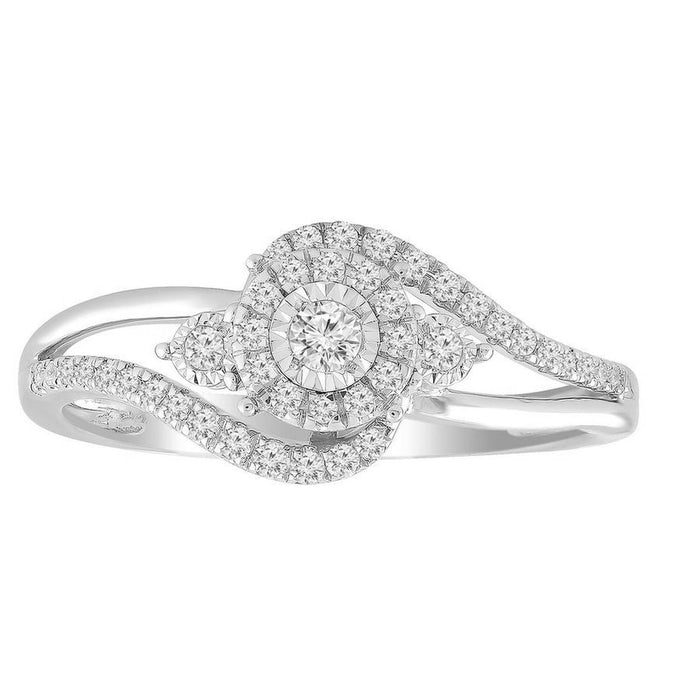 LADIES RING 1/4 CT ROUND DIAMOND 10K WHITE GOLD