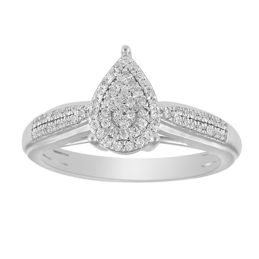 LADIES RING 1/4 CT ROUND DIAMOND 10K WHITE GOLD