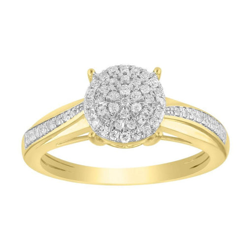 LADIES RING 1/4 CT ROUND DIAMOND 10K YELLOW GOLD