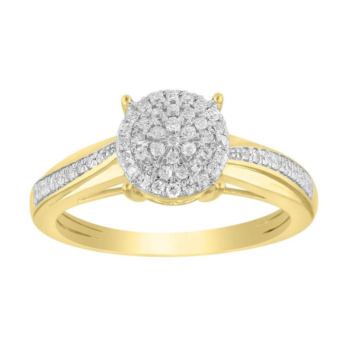 LADIES RING 1/4 CT ROUND DIAMOND 10K YELLOW GOLD