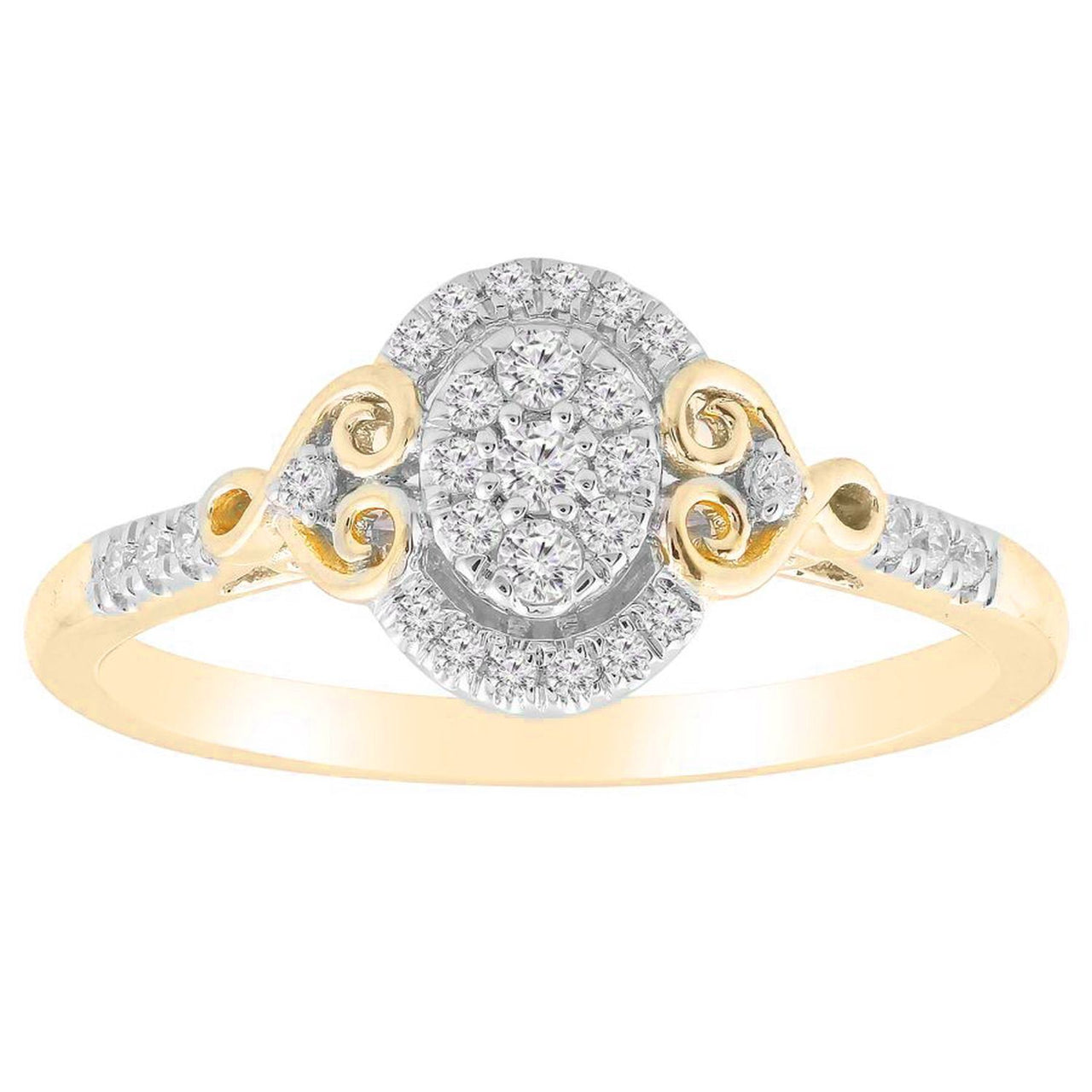 LADIES RING 1/5 CT ROUND DIAMOND 10K YELLOW GOLD