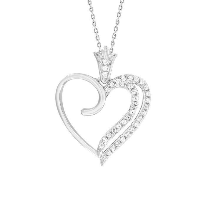 LADIES PENDANT 1/10 CT ROUND DIAMOND 10K WHITE GOLD