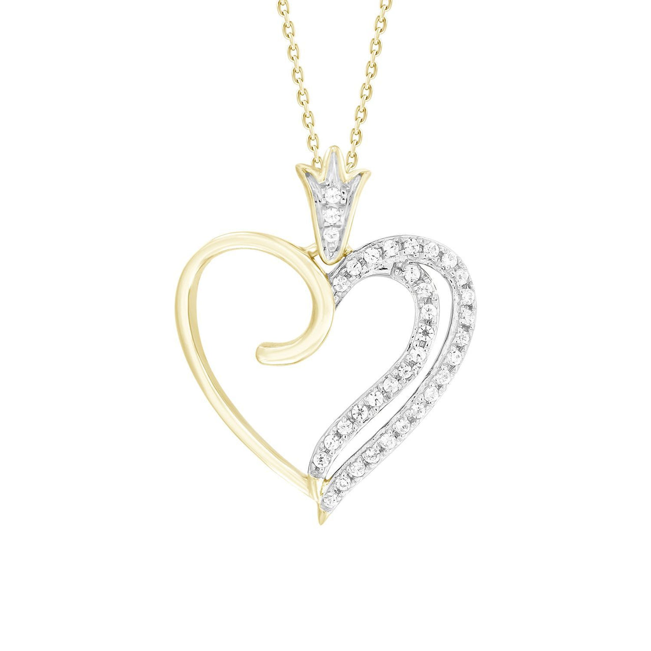 LADIES PENDANT 1/10 CT ROUND DIAMOND 10K YELLOW GOLD
