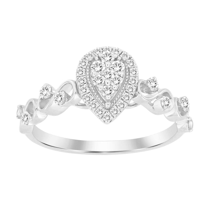 LADIES RING 1/4 CT ROUND DIAMOND 10K WHITE GOLD