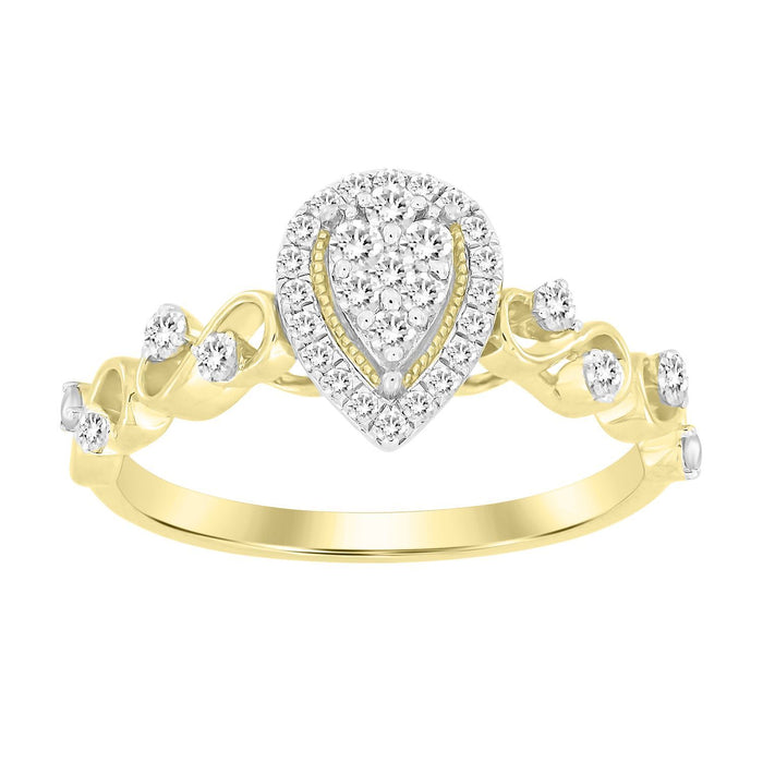 LADIES RING 1/4 CT ROUND DIAMOND 10K YELLOW GOLD