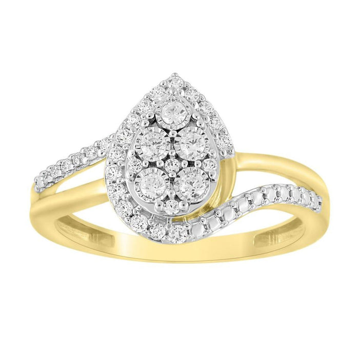 LADIES RING 1/4 CT ROUND DIAMOND 10K YELLOW GOLD