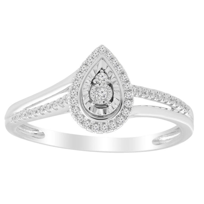 LADIES RING 1/6 CT ROUND DIAMOND 10K WHITE GOLD