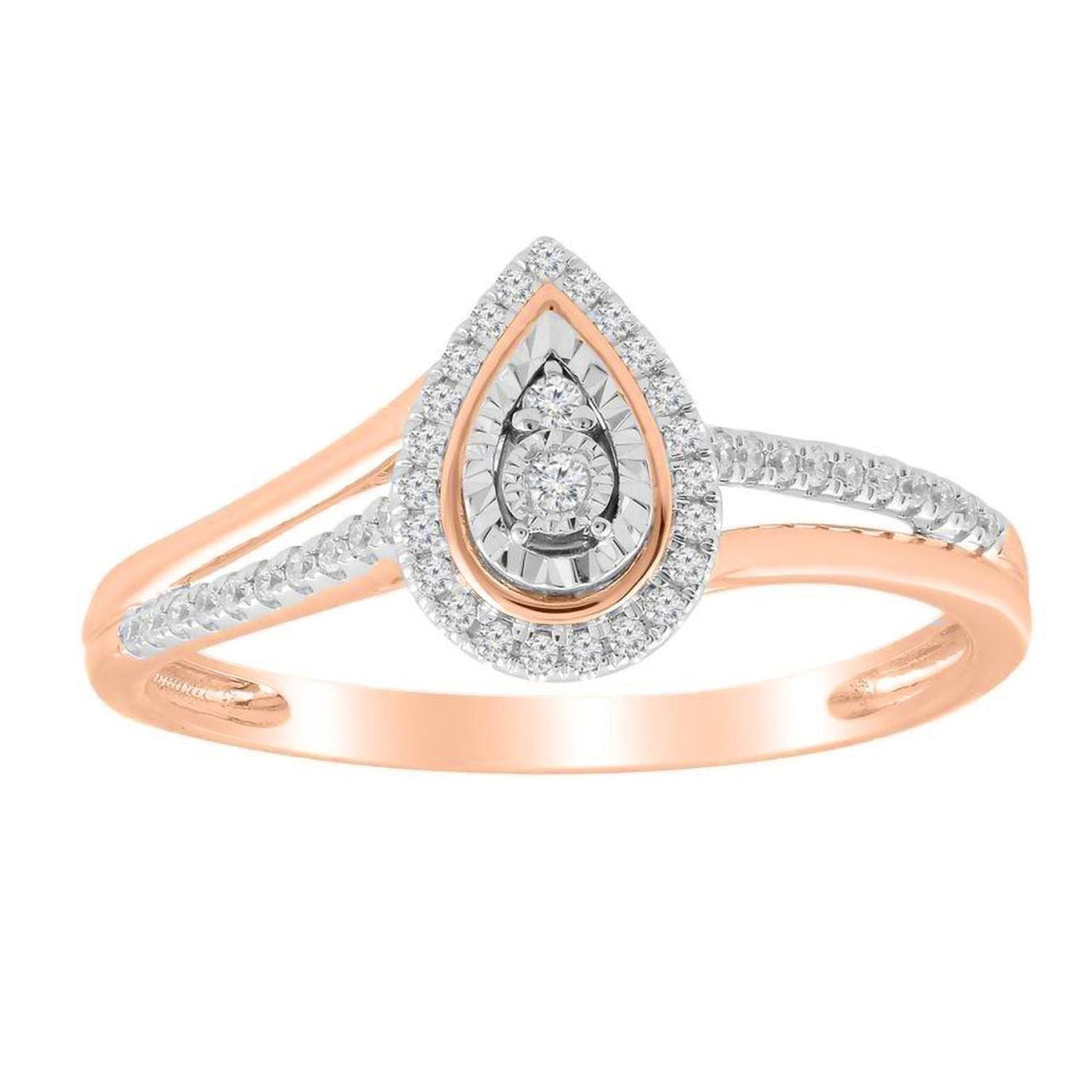 LADIES RING 1/6 CT ROUND DIAMOND 10K ROSE GOLD