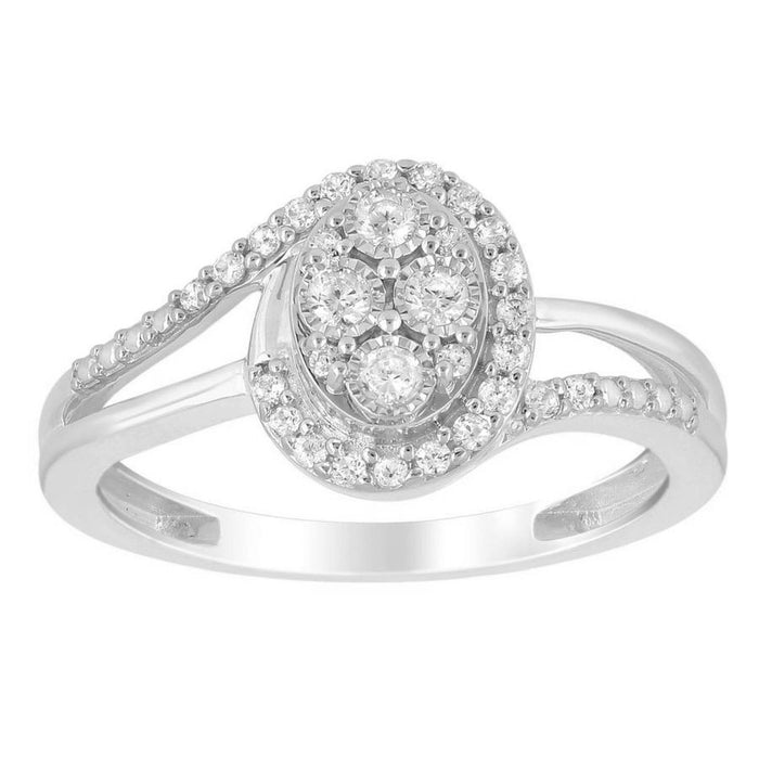 LADIES RING 1/4 CT ROUND DIAMOND 10K WHITE GOLD