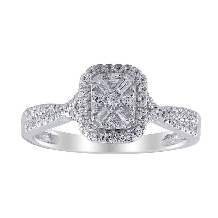 LADIES RING 1/3 CT ROUND DIAMOND 10K WHITE GOLD