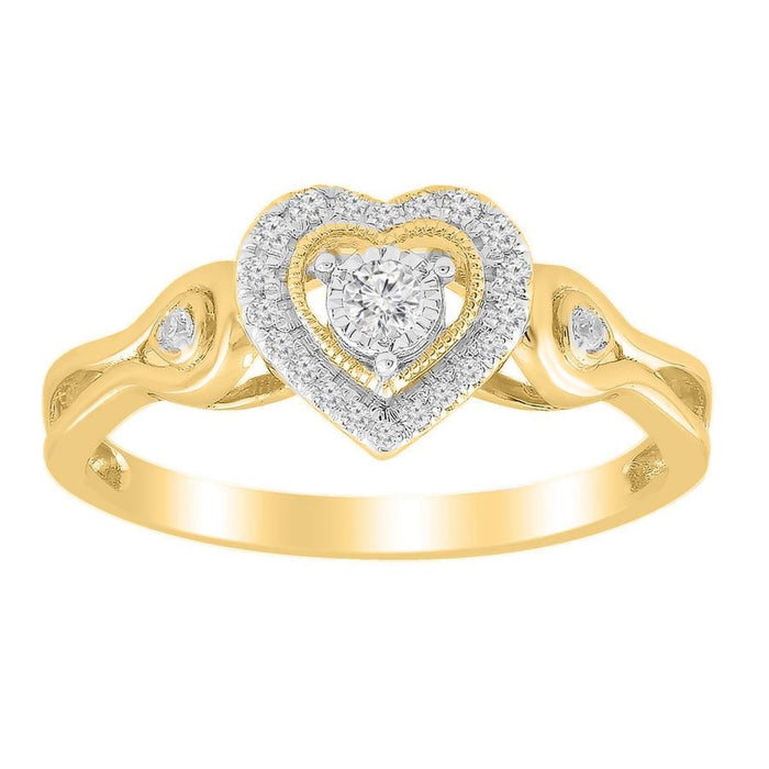 LADIES RING 1/6 CT ROUND DIAMOND 10K YELLOW GOLD