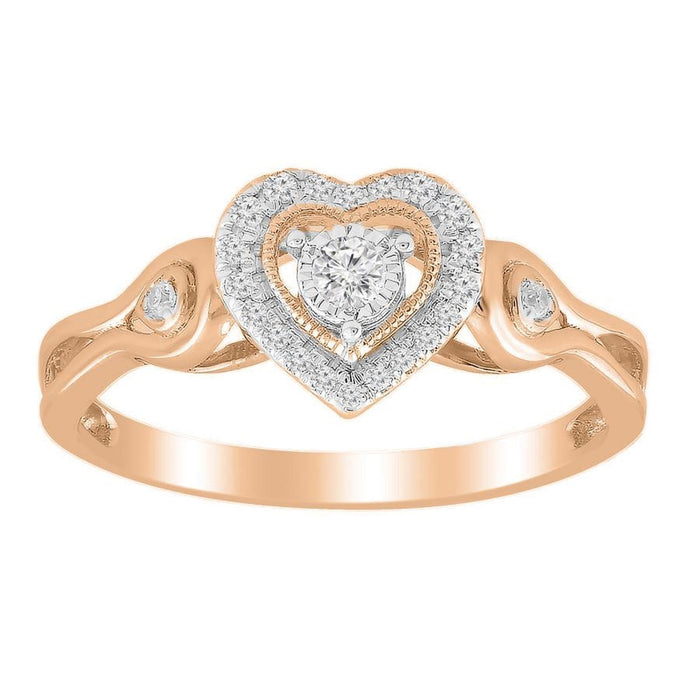 LADIES RING 1/6 CT ROUND DIAMOND 10K ROSE GOLD