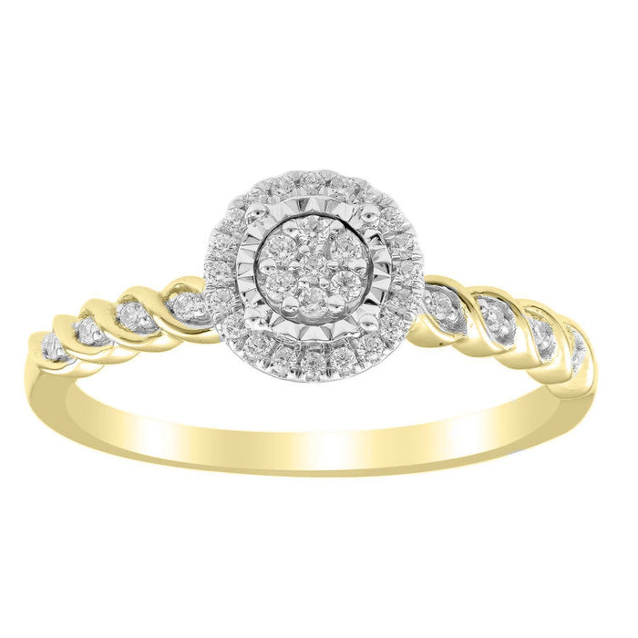 LADIES RING 1/6 CT ROUND DIAMOND 10K YELLOW GOLD