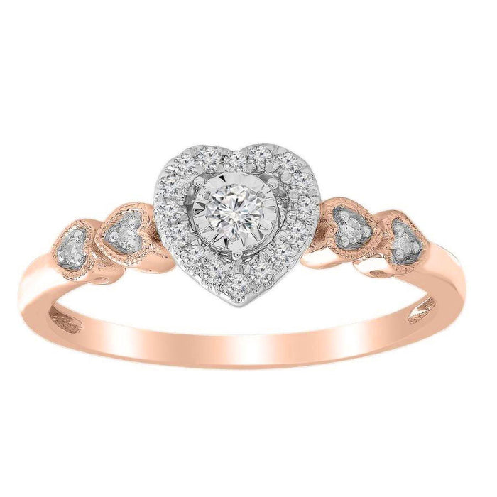 LADIES RING 1/5 CT ROUND DIAMOND 10K ROSE GOLD