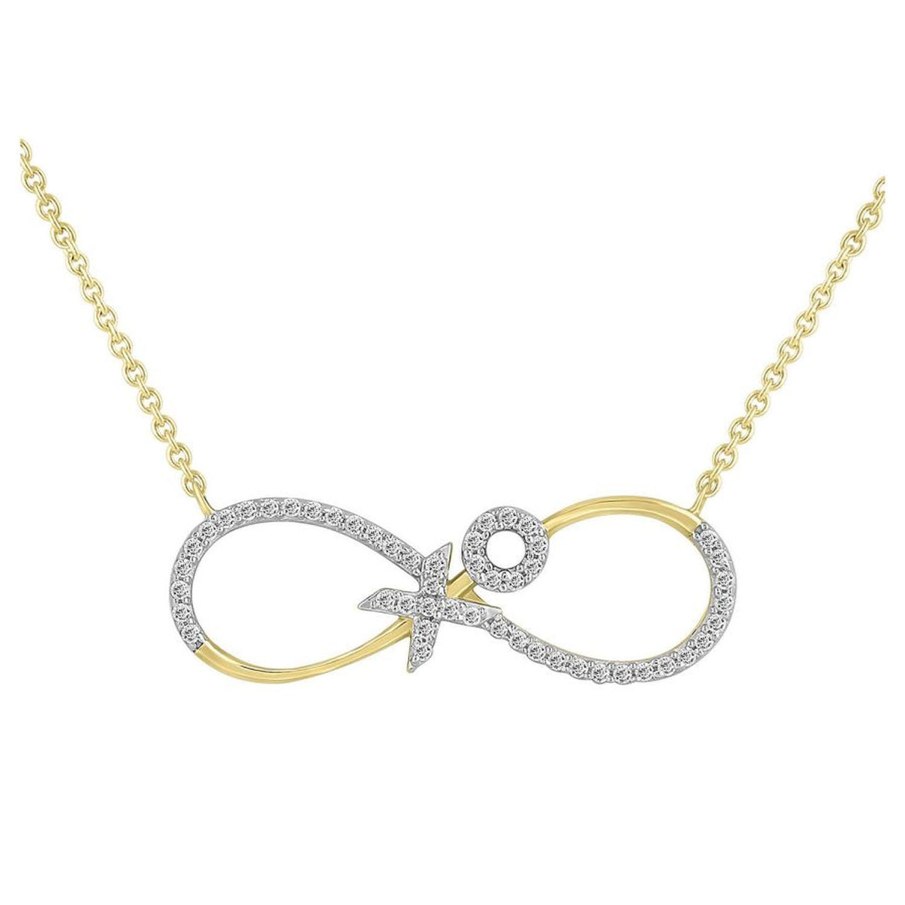LADIES NECKLACE 1/6 CT ROUND DIAMOND 10K YELLOW GOLD