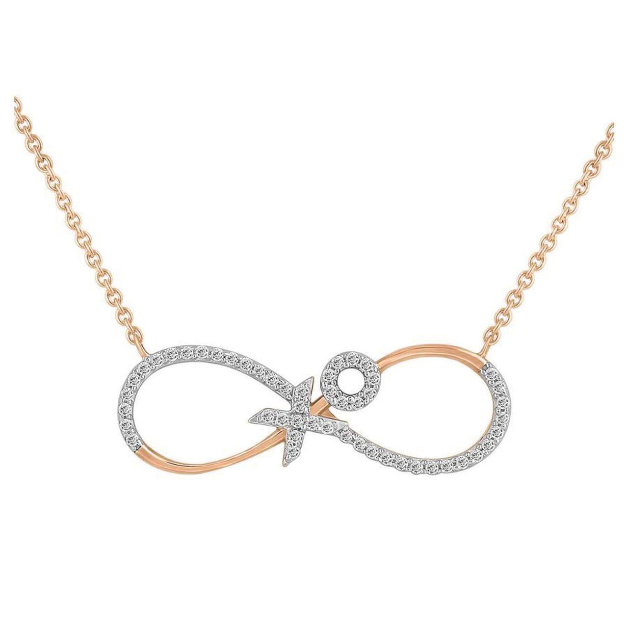 LADIES NECKLACE 1/6 CT ROUND DIAMOND 10K ROSE GOLD