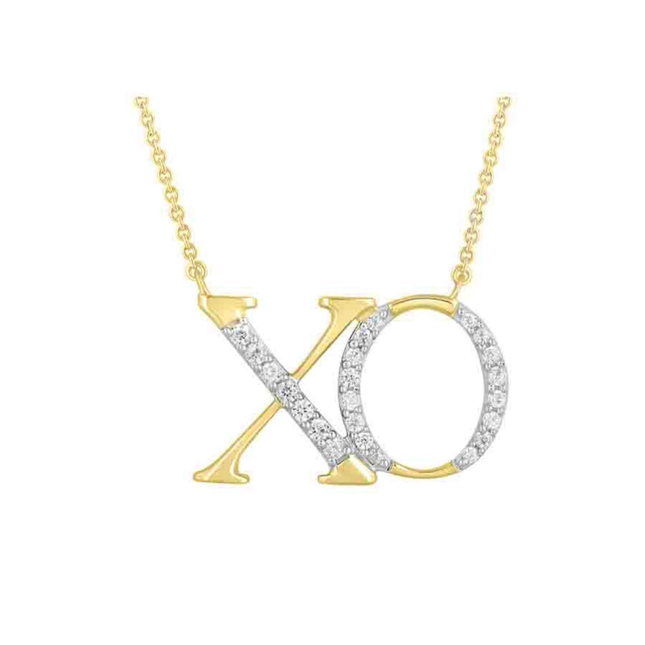 LADIES NECKLACE 1/10 CT ROUND DIAMOND 10K YELLOW GOLD