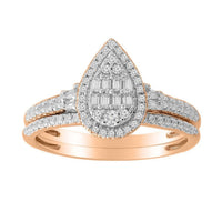 Thumbnail for LADIES BRIDAL RING SET 3/8 CT ROUND/BAGUETTE DIAMOND 10K ROSE GOLD