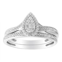 Thumbnail for LADIES BRIDAL RING SET 1/6 CT ROUND/BAGUETTE DIAMOND 10K WHITE GOLD