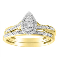 Thumbnail for LADIES BRIDAL RING SET 1/6 CT ROUND/BAGUETTE DIAMOND 10K YELLOW GOLD