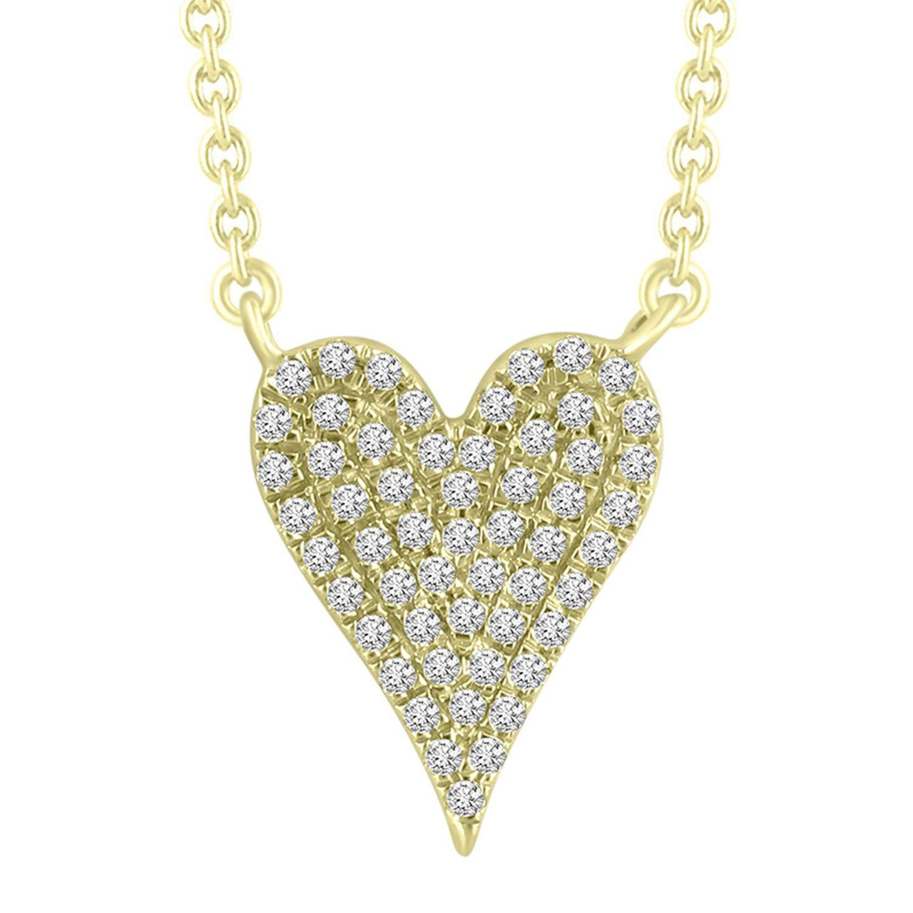 LADIES NECKLACE 1/10 CT ROUND DIAMOND 10K YELLOW GOLD