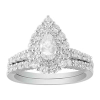 Thumbnail for LADIES BRIDAL RING SET 1 1/4 CT ROUND/PEAR DIAMOND 10K WHITE GOLD