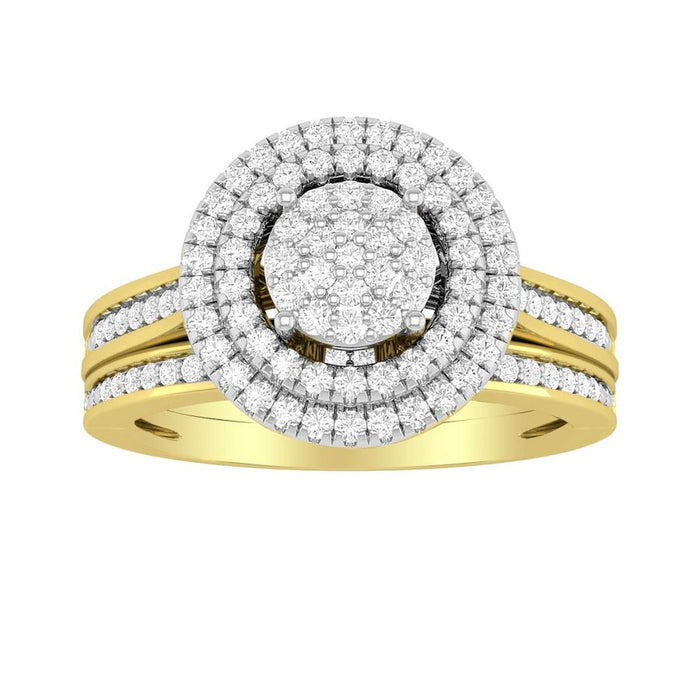 LADIES BRIDAL RING SET 1/3 CT ROUND DIAMOND 10K YELLOW GOLD