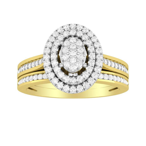 LADIES BRIDAL RING SET 1/3 CT ROUND DIAMOND 10K YELLOW GOLD