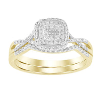 Thumbnail for LADIES BRIDAL RING SET 1/4 CT ROUND DIAMOND SILVER YELLOW GOLD