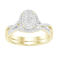 Thumbnail for LADIES BRIDAL RING SET 1/4 CT ROUND DIAMOND SILVER YELLOW GOLD