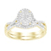 LADIES BRIDAL RING SET 1/4 CT ROUND DIAMOND SILVER YELLOW GOLD