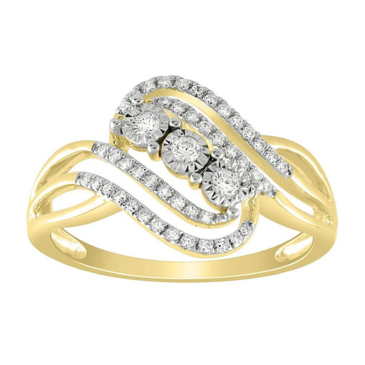 LADIES RING 1/5 CT ROUND DIAMOND 10K YELLOW GOLD